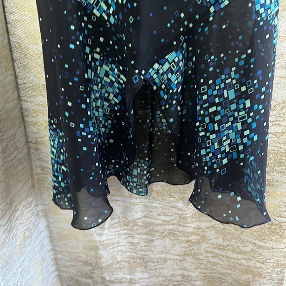Vintage🧚♀️La Belle Women’s Navy/Blue Geometric Print Midi Length Dress - Picture 7 of 12